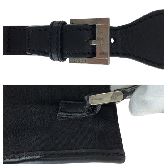 GUCCI Shoulder Bag 92562 GG canvas, leather Black SilverMetal Shoulder Bag pochette mens Used Authentic