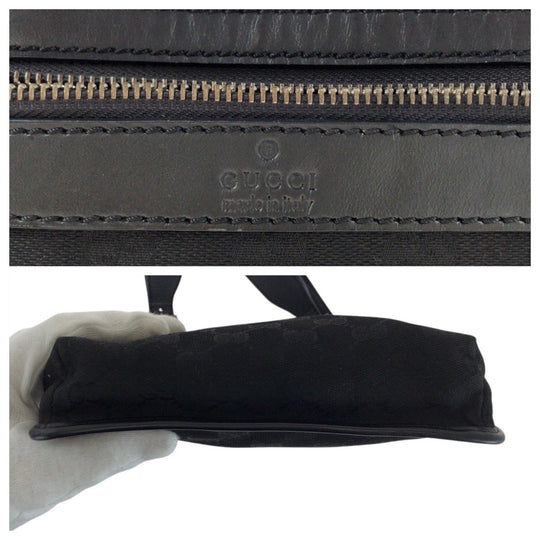 GUCCI Shoulder Bag 92562 GG canvas, leather Black SilverMetal Shoulder Bag pochette mens Used Authentic