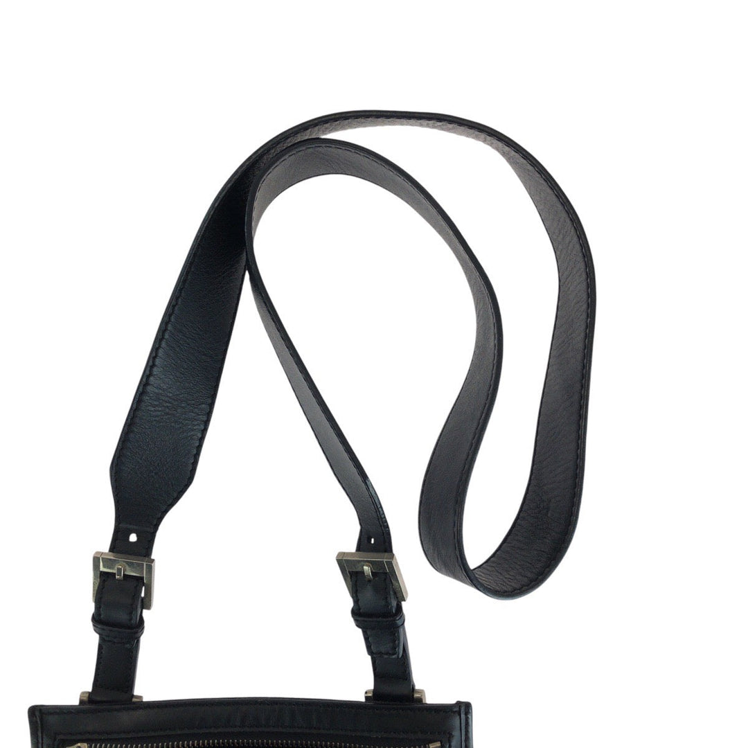 GUCCI Shoulder Bag 92562 GG canvas, leather Black SilverMetal Shoulder Bag pochette mens Used Authentic