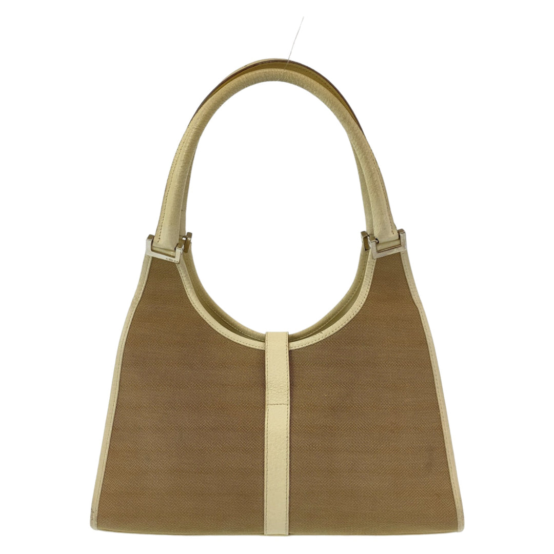GUCCI Shoulder Bag 002 1067 canvas Beige White SilverMetal Shoulder Bag handbag Jackie Women Used Authentic