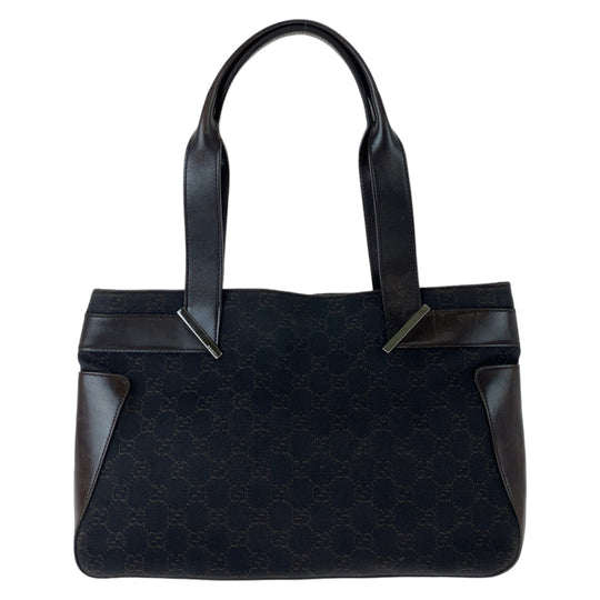 GUCCI Tote Bag 73983 GG canvas, leather Brown Silver Metal Tote Bag Shoulder Bag Handbag Women Used Authentic