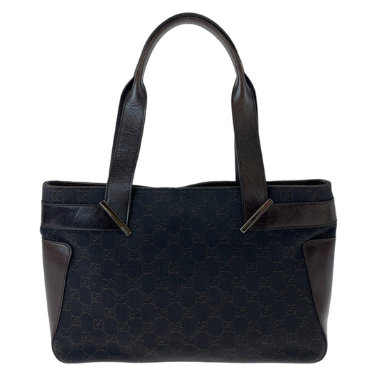 GUCCI Tote Bag 73983 GG canvas, leather Brown Silver Metal Tote Bag Shoulder Bag Handbag Women Used Authentic