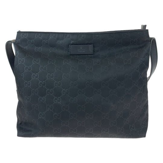 GUCCI Shoulder Bag 314529 Nylon, Leather Black Silver Metal Crossbody Shoulder Bag Messenger Bag Embossed nylon GG pattern mens Used Authentic