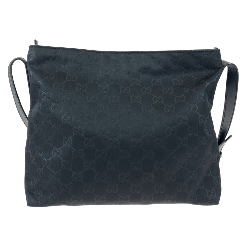 GUCCI Shoulder Bag 314529 Nylon, Leather Black Silver Metal Crossbody Shoulder Bag Messenger Bag Embossed nylon GG pattern mens Used Authentic