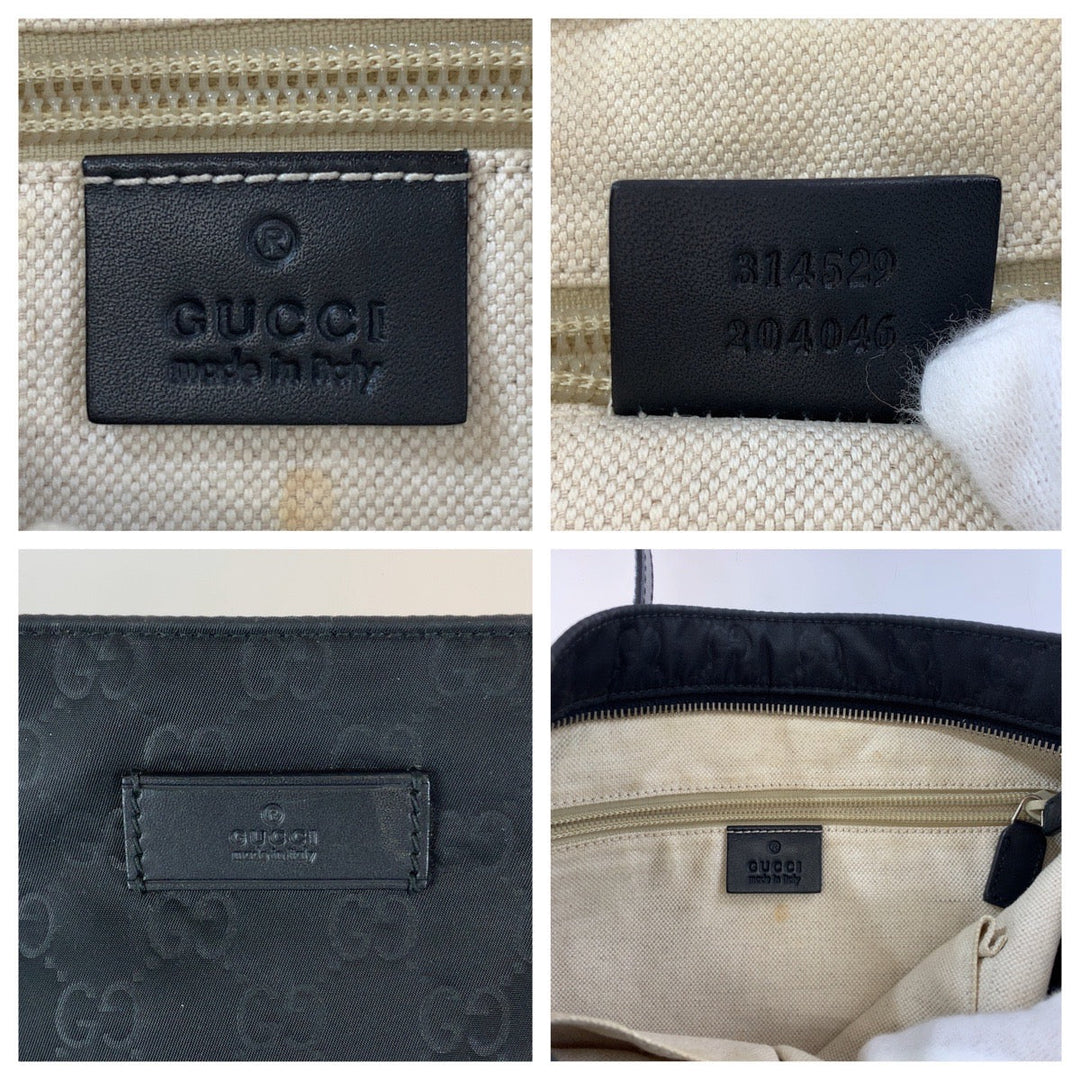 GUCCI Shoulder Bag 314529 Nylon, Leather Black Silver Metal Crossbody Shoulder Bag Messenger Bag Embossed nylon GG pattern mens Used Authentic