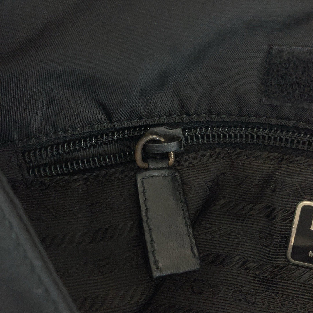 PRADA Shoulder Bag Nylon Black SilverMetal Crossbody Shoulder Bag Pochette Test Triangle With logo mens Used Authentic