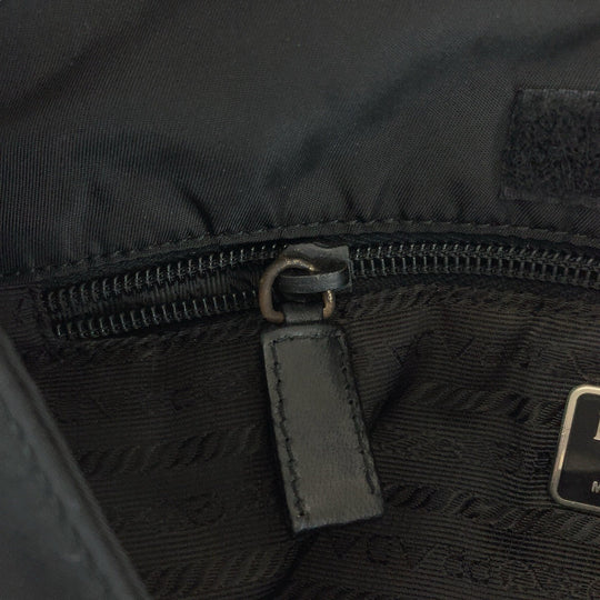 PRADA Shoulder Bag Nylon Black SilverMetal Crossbody Shoulder Bag Pochette Test Triangle With logo mens Used Authentic