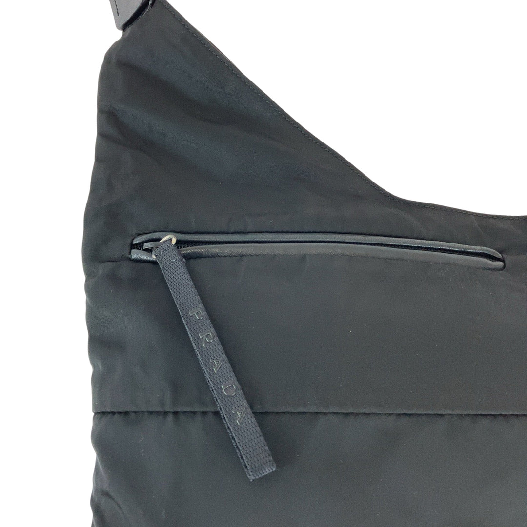 PRADA Shoulder Bag Nylon Black SilverMetal Crossbody Shoulder Bag Pochette Test Triangle With logo mens Used Authentic