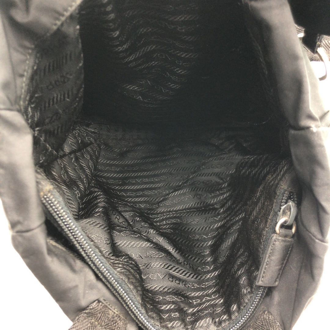 PRADA Tote Bag Nylon Black black Tote Bag Shoulder Bag Handbag Test Triangular logo Women Used Authentic