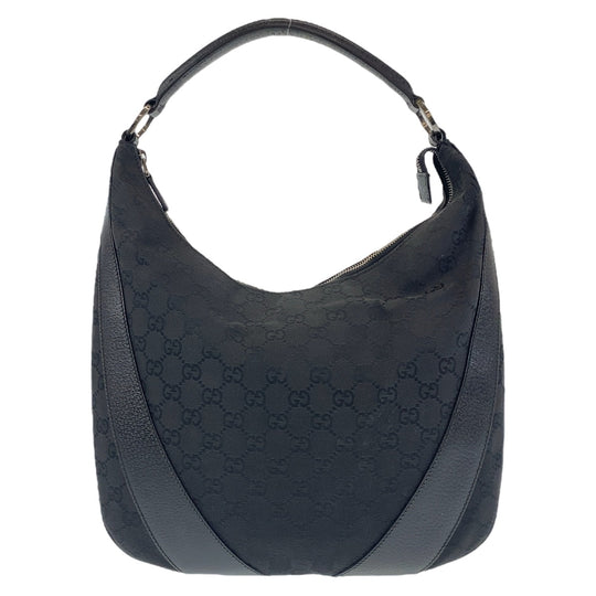 GUCCI Shoulder Bag 124357 GG canvas, leather Black Silver Metal Hobo Shoulder Bag Handbag Hobo GG pattern Women Used Authentic