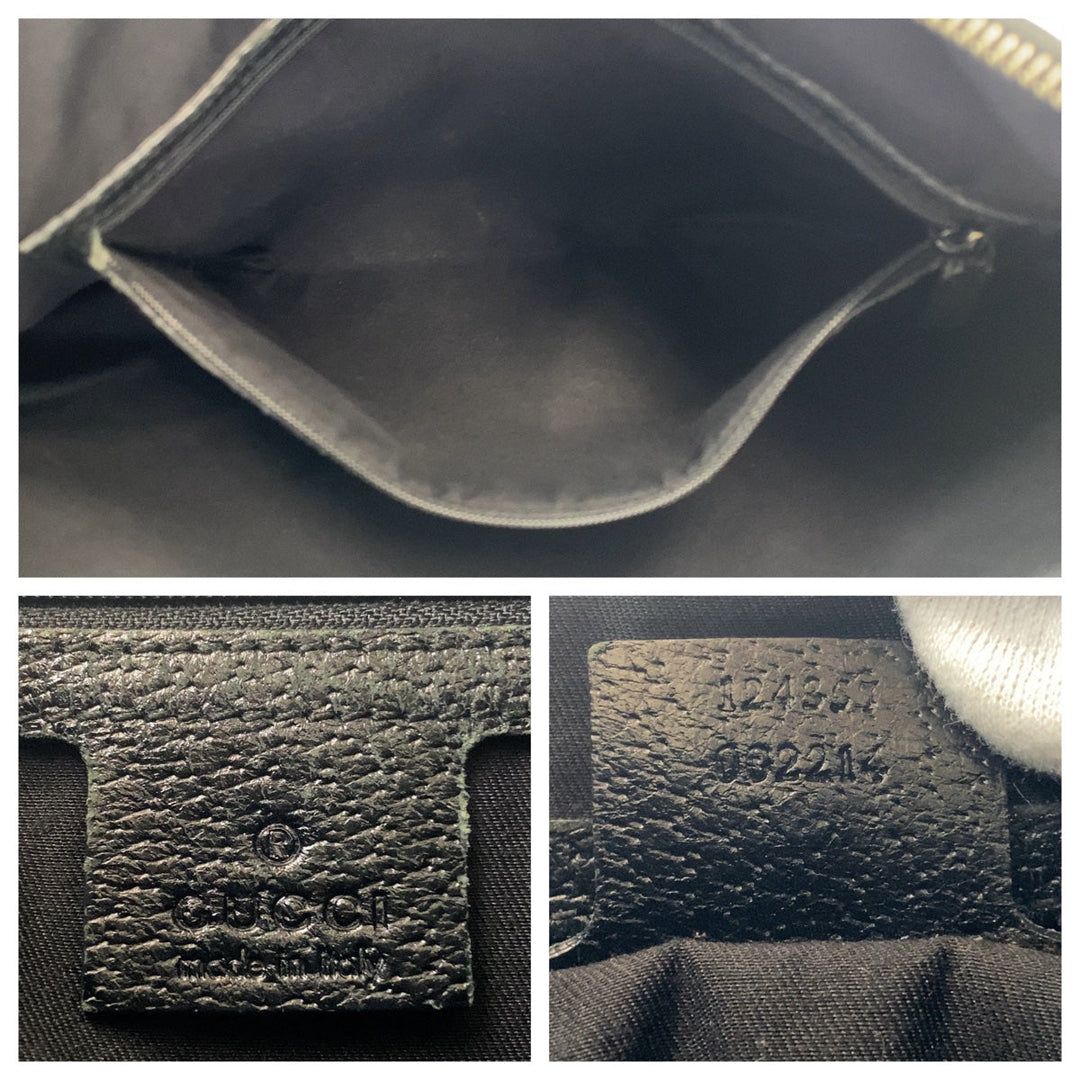 GUCCI Shoulder Bag 124357 GG canvas, leather Black Silver Metal Hobo Shoulder Bag Handbag Hobo GG pattern Women Used Authentic