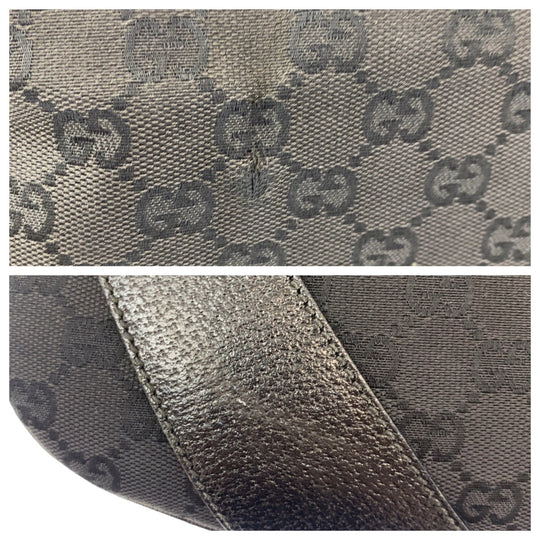 GUCCI Shoulder Bag 124357 GG canvas, leather Black Silver Metal Hobo Shoulder Bag Handbag Hobo GG pattern Women Used Authentic