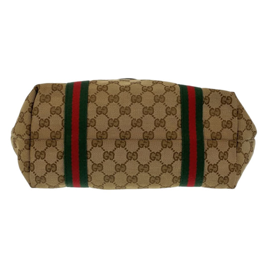 GUCCI Tote Bag 137396 GG canvas Beige multicolor Tote Bag Shoulder Bag Sherry line Women Used Authentic
