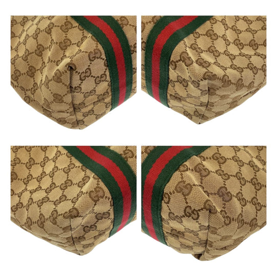 GUCCI Tote Bag 137396 GG canvas Beige multicolor Tote Bag Shoulder Bag Sherry line Women Used Authentic