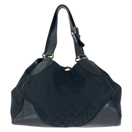 GUCCI Tote Bag 223972 GG canvas, leather Black Silver Metal Tote Bag Shoulder Bag Women Used Authentic