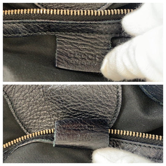 GUCCI Tote Bag 223972 GG canvas, leather Black Silver Metal Tote Bag Shoulder Bag Women Used Authentic
