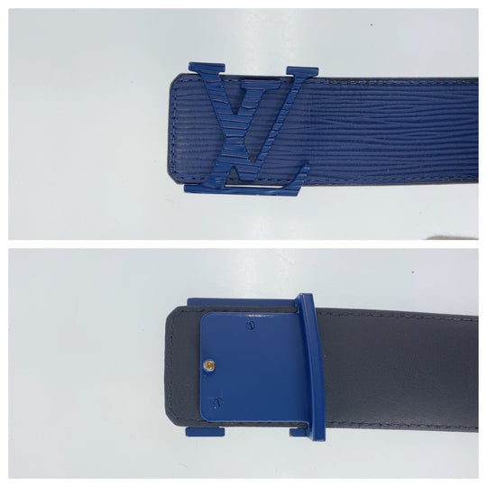 LOUIS VUITTON belt M0035 leather blue belt Epi santure mens 30 Used Authentic