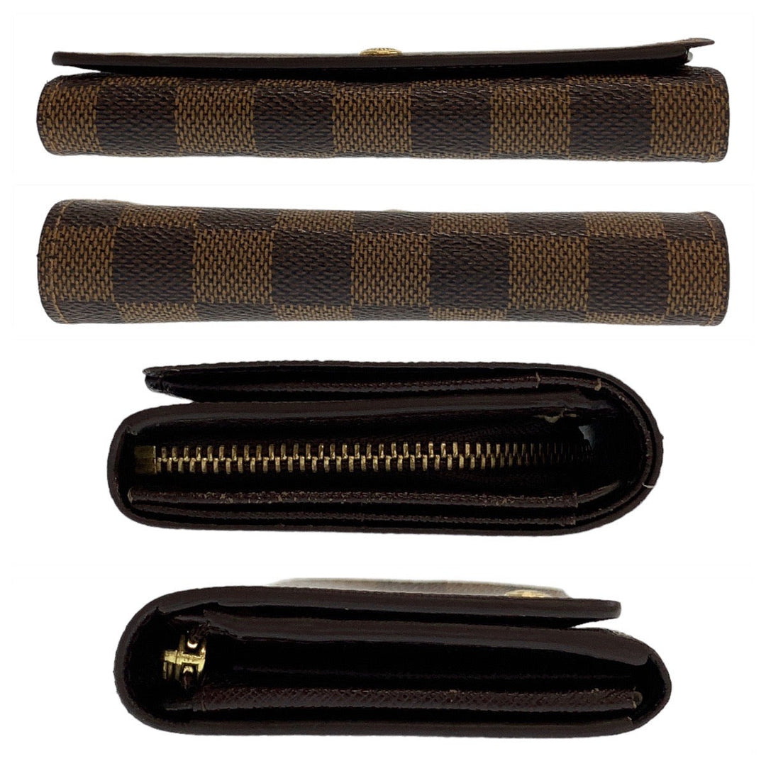 LOUIS VUITTON Bifold Wallet N61730 PVC Brown Gold Metal Folding wallet Compact wallet Damier Portefeuille Tresol Women Used Authentic