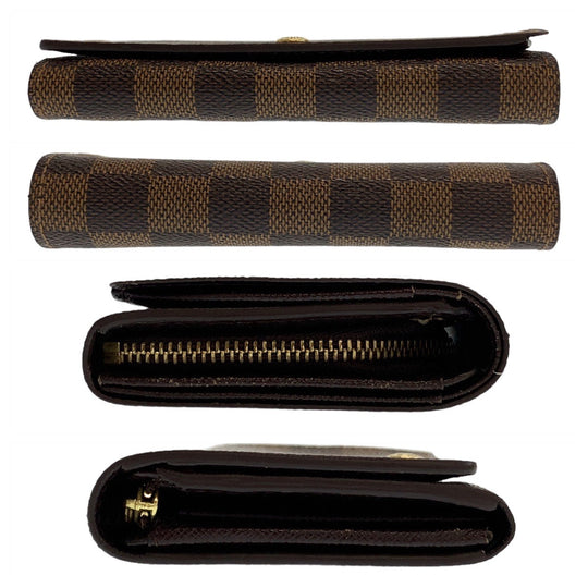 LOUIS VUITTON Bifold Wallet N61730 PVC Brown Gold Metal Folding wallet Compact wallet Damier Portefeuille Tresol Women Used Authentic