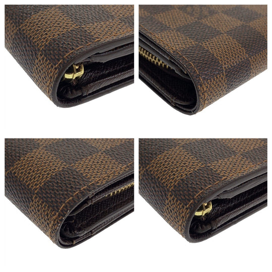 LOUIS VUITTON Bifold Wallet N61730 PVC Brown Gold Metal Folding wallet Compact wallet Damier Portefeuille Tresol Women Used Authentic