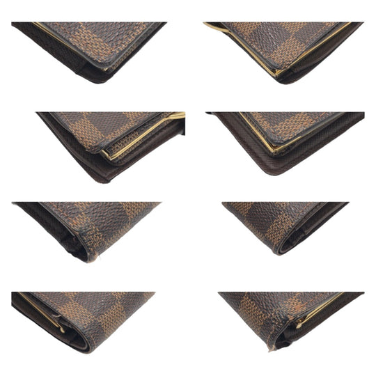 LOUIS VUITTON Bifold Wallet N61664 PVC Brown Gold Metal Purse Folding Wallet Compact Wallet Damier Portonet Bie Vienova Women Used Authentic