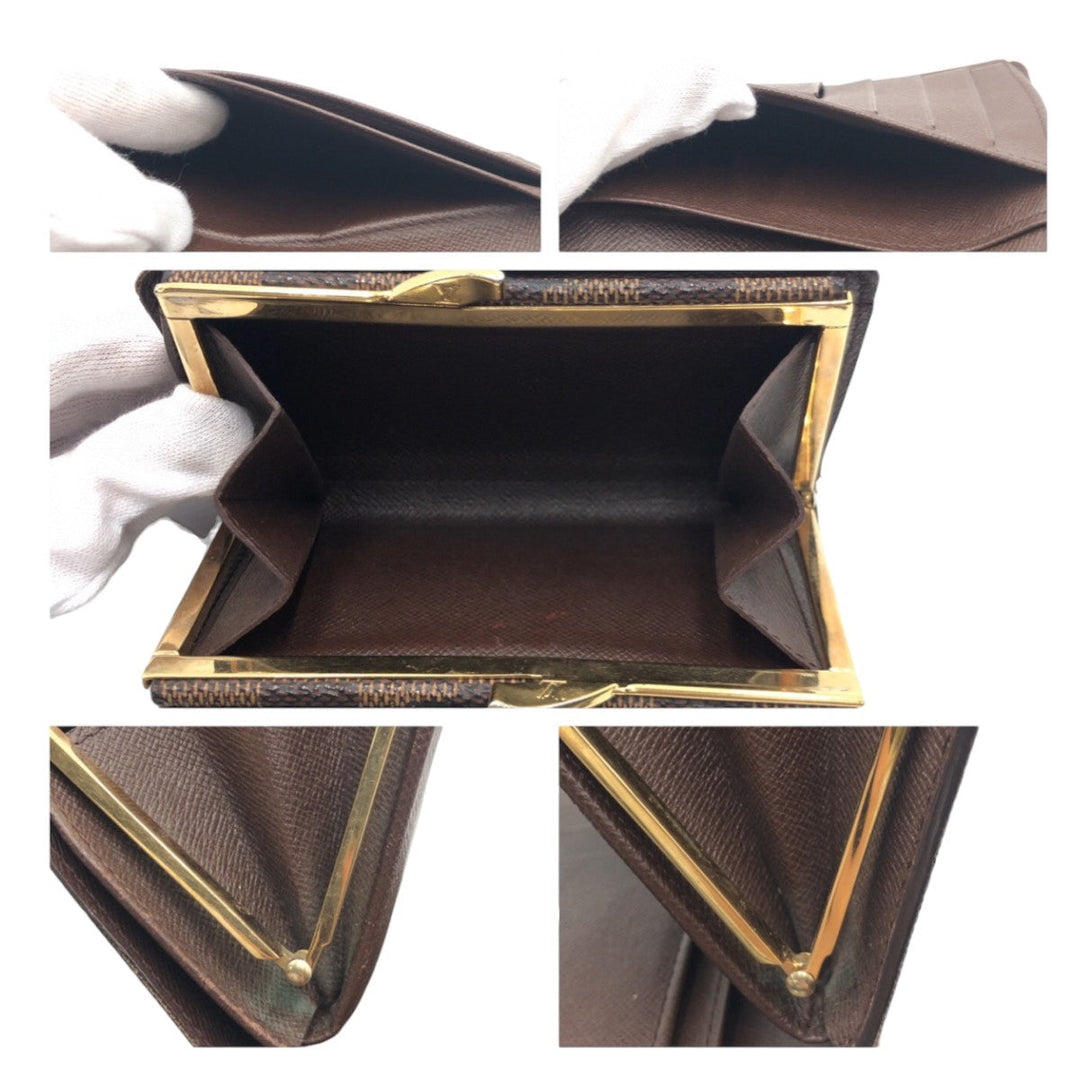 LOUIS VUITTON Bifold Wallet N61664 PVC Brown Gold Metal Purse Folding Wallet Compact Wallet Damier Portonet Bie Vienova Women Used Authentic
