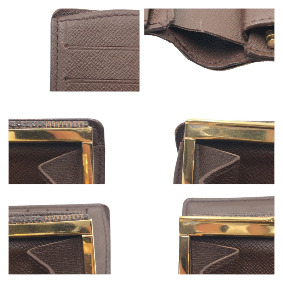 LOUIS VUITTON Bifold Wallet N61664 PVC Brown Gold Metal Purse Folding Wallet Compact Wallet Damier Portonet Bie Vienova Women Used Authentic