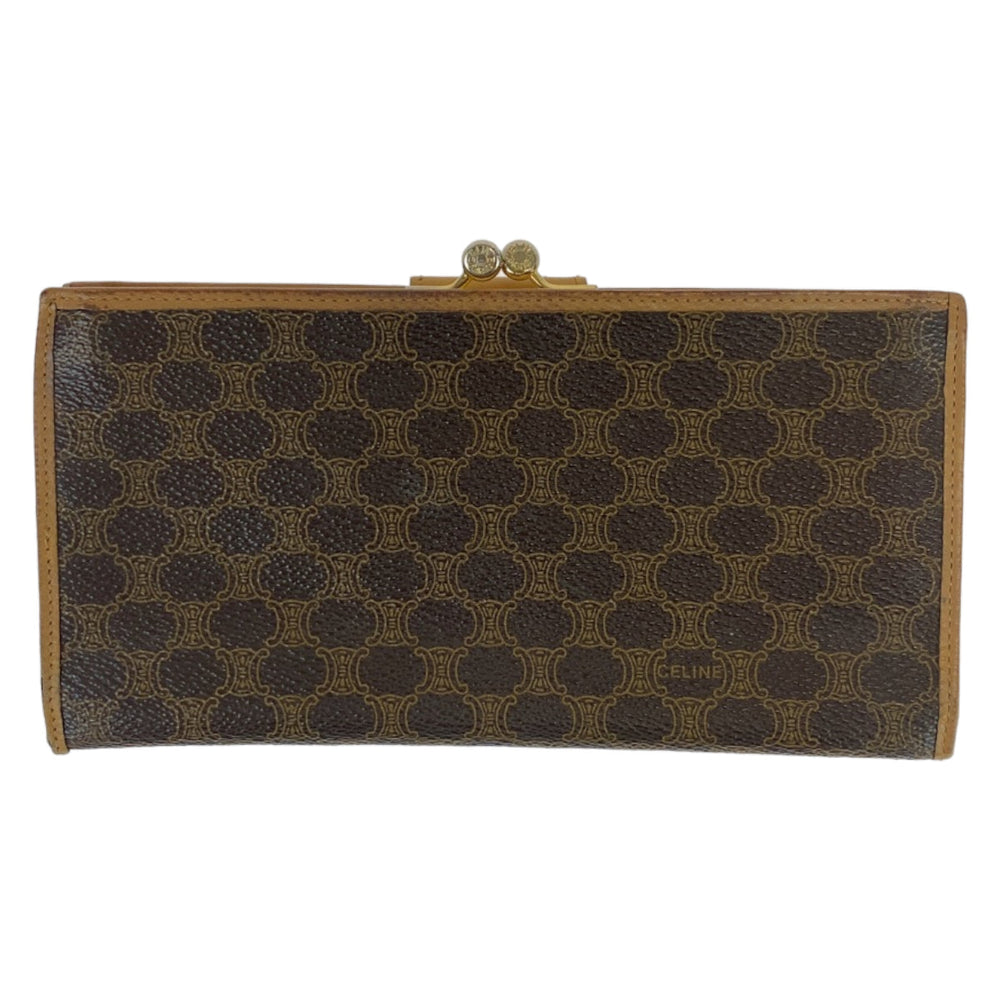 CELINE Long Wallet Purse PVC Brown Macadam Triomphe