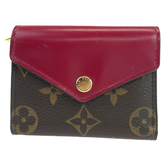 LOUIS VUITTON Tri-fold wallet M62932 PVC Fuchsia Brown Gold Metal Compact wallet Monogram Portefeuille Zoe Women Used Authentic