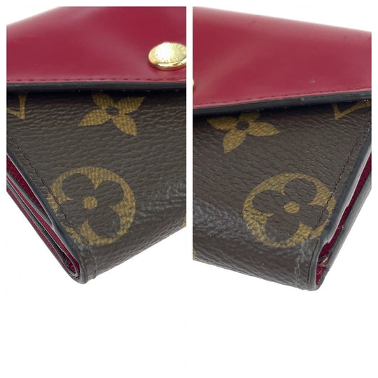LOUIS VUITTON Tri-fold wallet M62932 PVC Fuchsia Brown Gold Metal Compact wallet Monogram Portefeuille Zoe Women Used Authentic