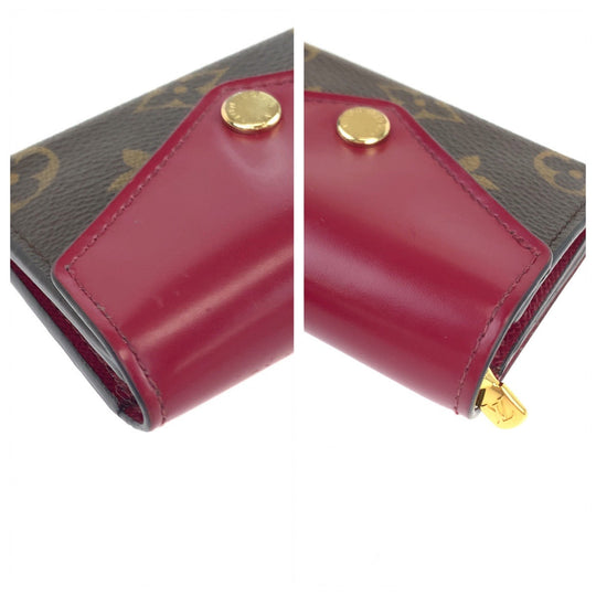 LOUIS VUITTON Tri-fold wallet M62932 PVC Fuchsia Brown Gold Metal Compact wallet Monogram Portefeuille Zoe Women Used Authentic
