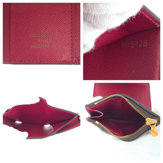 LOUIS VUITTON Tri-fold wallet M62932 PVC Fuchsia Brown Gold Metal Compact wallet Monogram Portefeuille Zoe Women Used Authentic