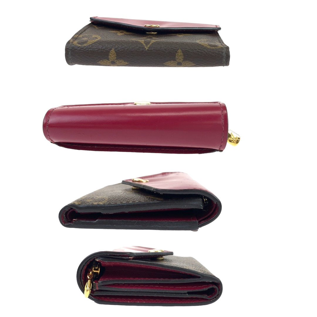 LOUIS VUITTON Tri-fold wallet M62932 PVC Fuchsia Brown Gold Metal Compact wallet Monogram Portefeuille Zoe Women Used Authentic