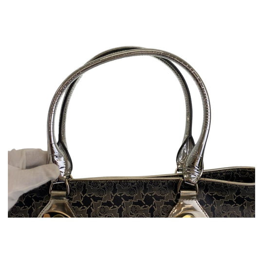 CELINE Tote Bag PVC Grey Multicolor SilverMetal Tote Bag Shoulder Bag Handbag Sulky Carriage Pattern Women Used Authentic