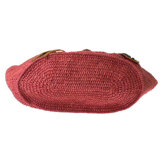 BALENCIAGA Tote Bag 236743 5660 Straw, Leather Pink brown Tote Bag Basket Bag Handbag Women Used Authentic