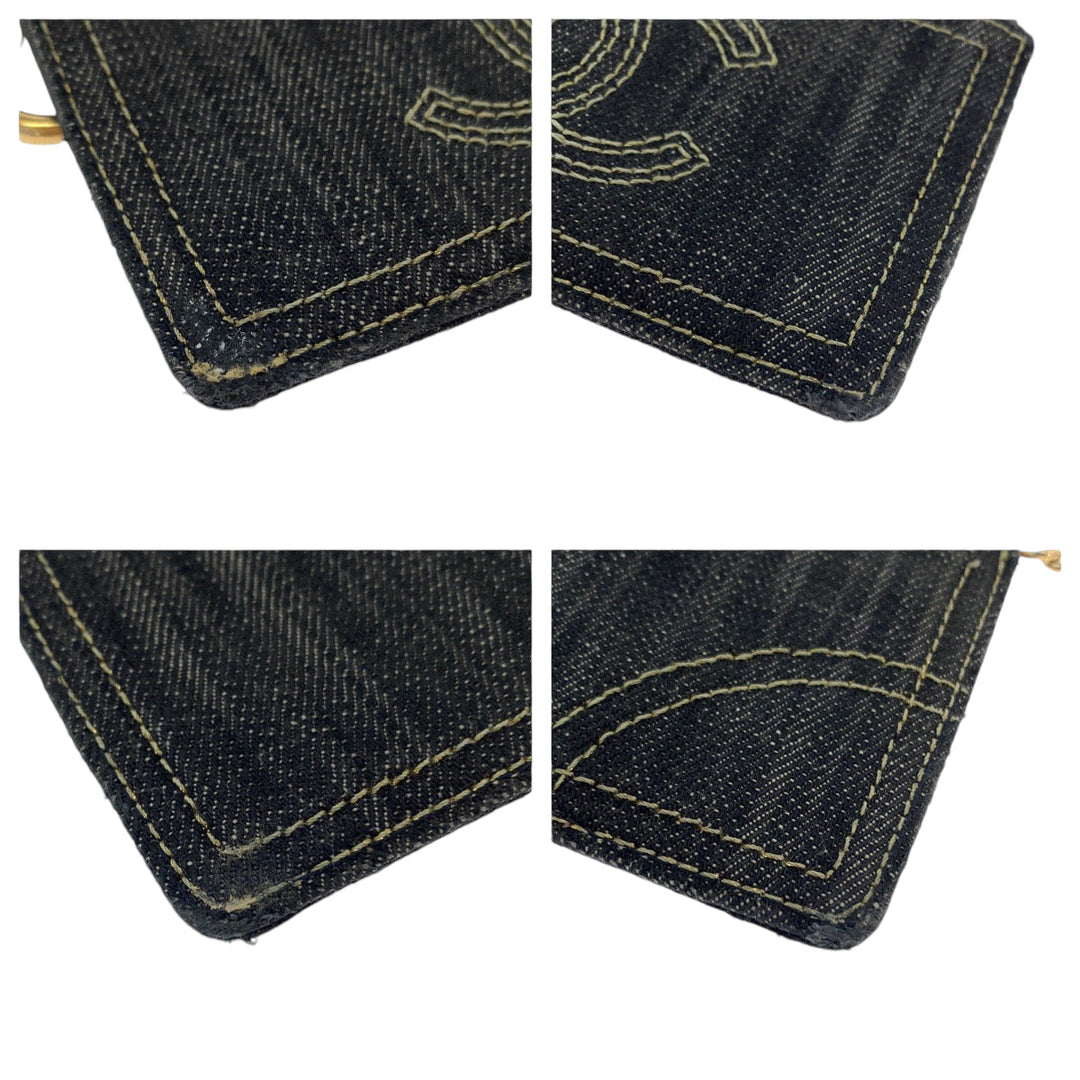 CHANEL Coin case denim Denim blue Sparkling denim COCO Mark