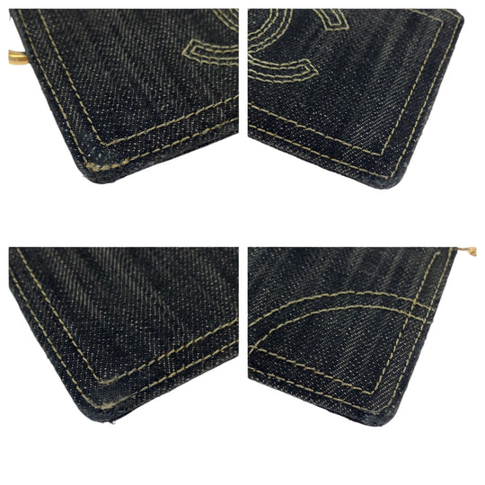 CHANEL Coin case denim Denim blue Sparkling denim COCO Mark
