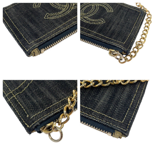 CHANEL Coin case denim Denim blue Sparkling denim COCO Mark