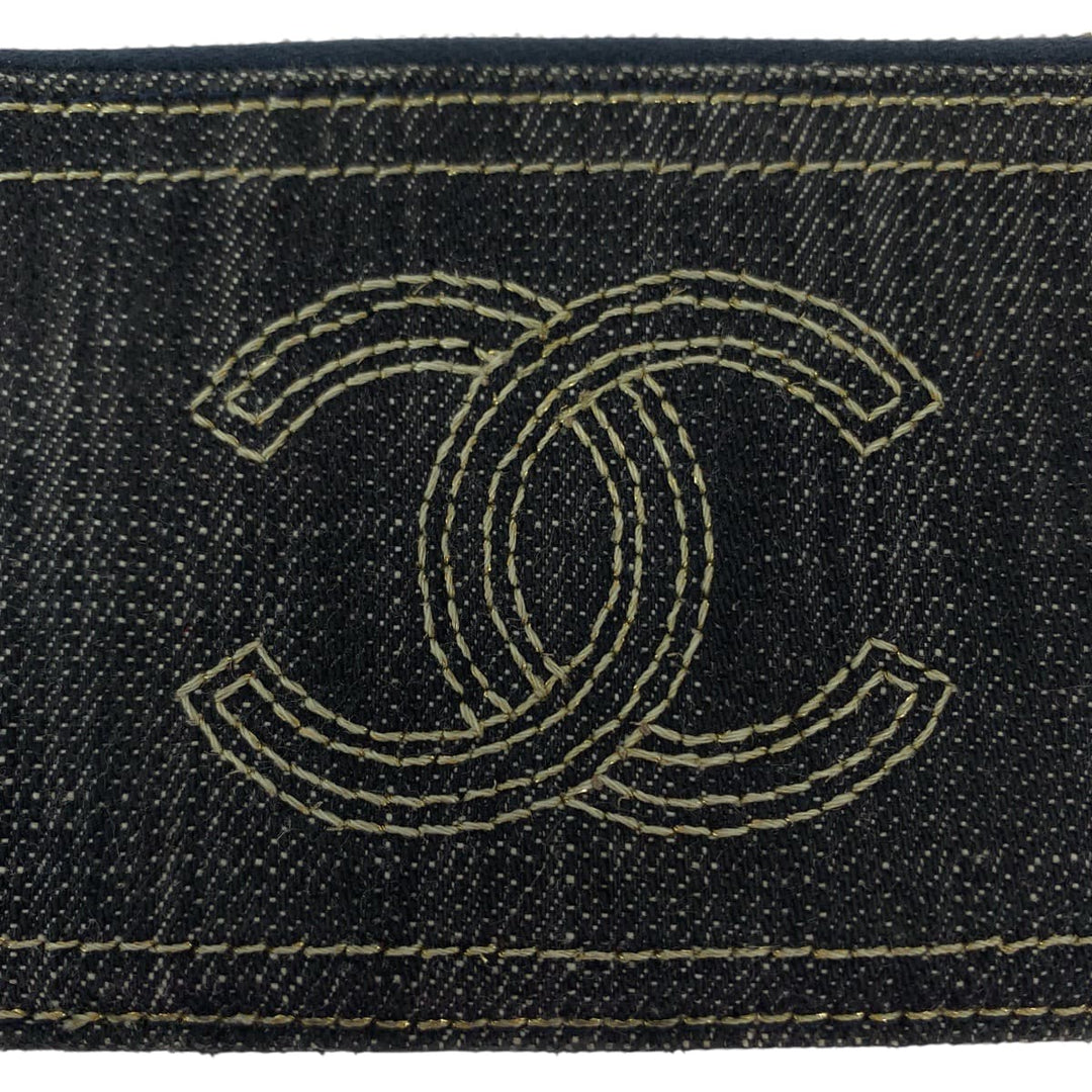 CHANEL Coin case denim Denim blue Sparkling denim COCO Mark