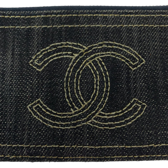 CHANEL Coin case denim Denim blue Sparkling denim COCO Mark
