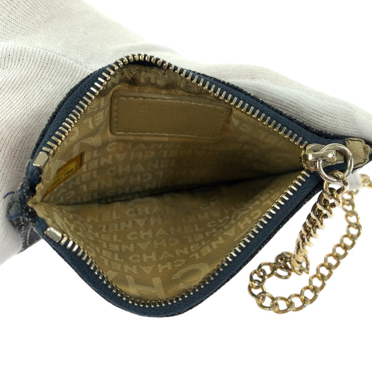 CHANEL Coin case denim Denim blue Sparkling denim COCO Mark