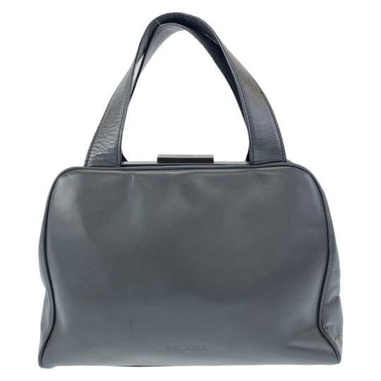 PRADA Handbag leather Gray Gunmetal Handbags, purse, Boston Duffel bag Women Used Authentic