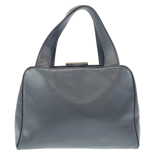 PRADA Handbag leather Gray Gunmetal Handbags, purse, Boston Duffel bag Women Used Authentic