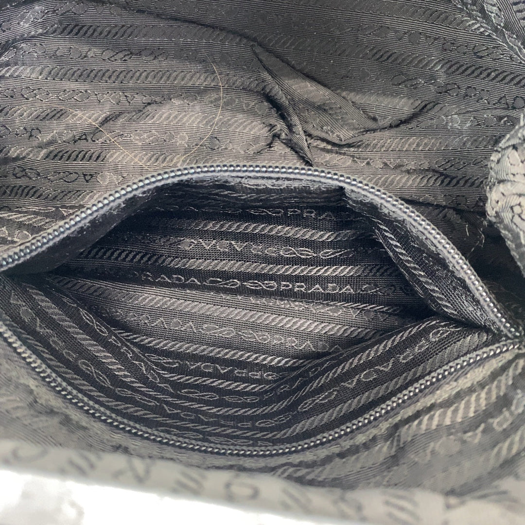 PRADA Handbag leather Gray Gunmetal Handbags, purse, Boston Duffel bag Women Used Authentic