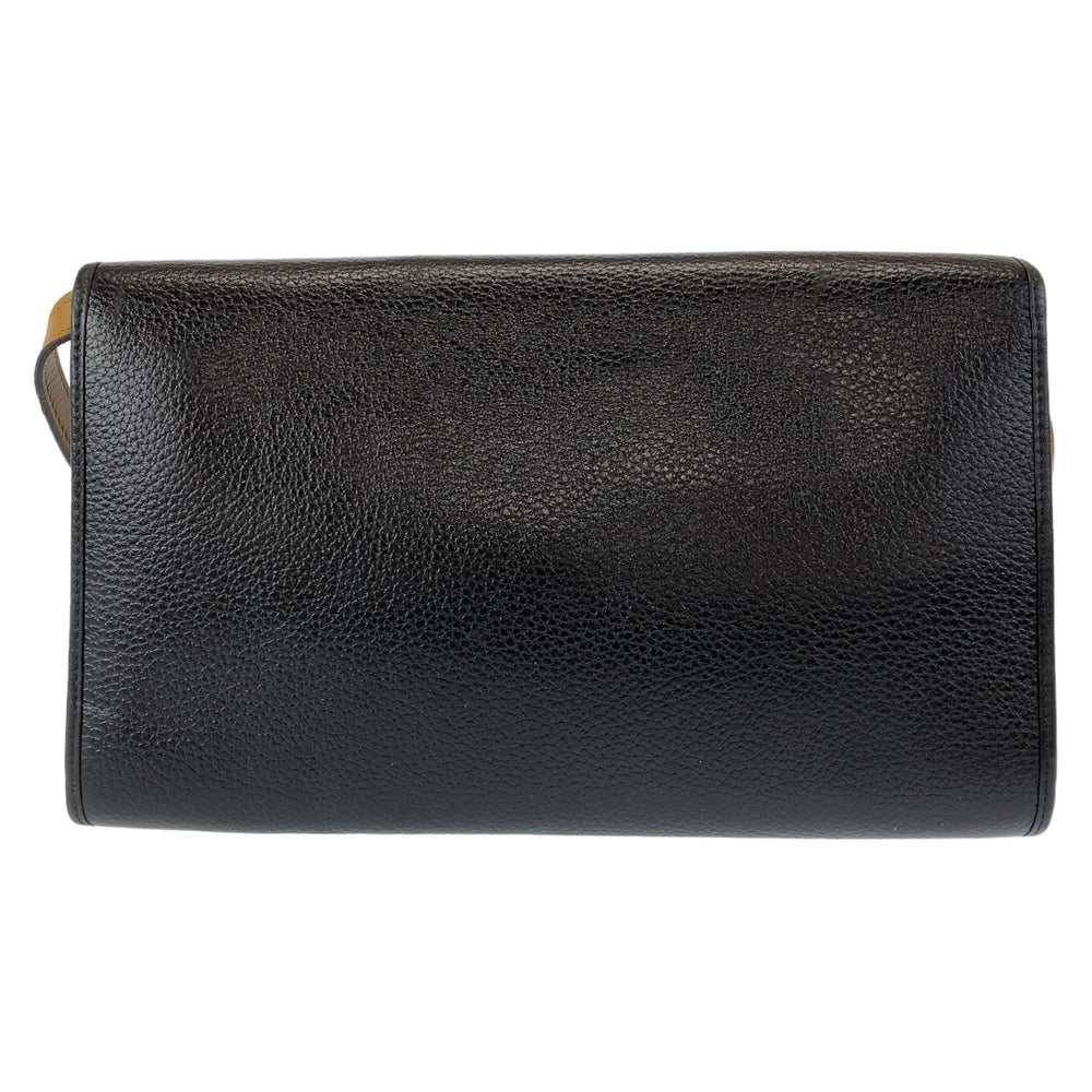 Dior Shoulder Bag leather Black Gold Metal Crossbody Shoulder Bag Pochette Women Used Authentic