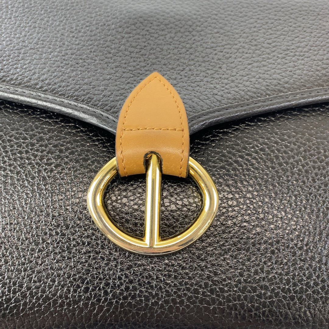 Dior Shoulder Bag leather Black Gold Metal Crossbody Shoulder Bag Pochette Women Used Authentic