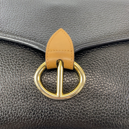Dior Shoulder Bag leather Black Gold Metal Crossbody Shoulder Bag Pochette Women Used Authentic