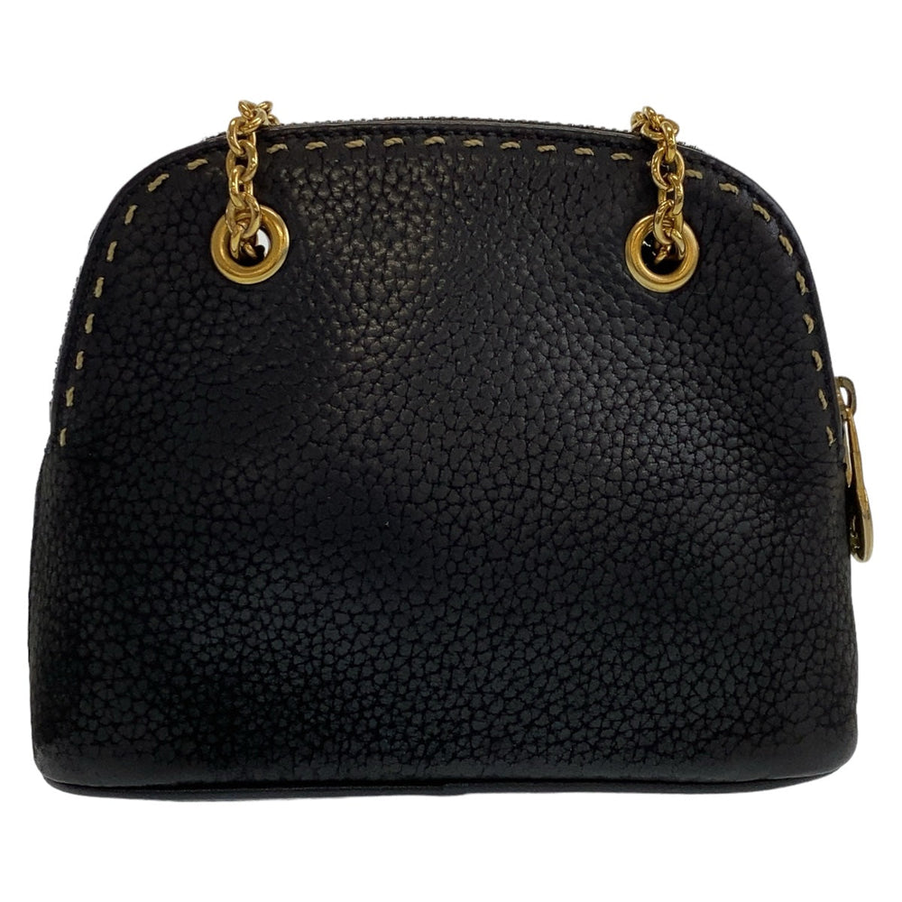 CELINE Shoulder Bag leather Black GoldMetal Mini Shoulder Bag Accessory Pouch Pochette Triomphe Women Used Authentic