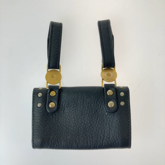 VERSACE Waist bag leather black Waist bag waist pouch Medusa Women Used Authentic