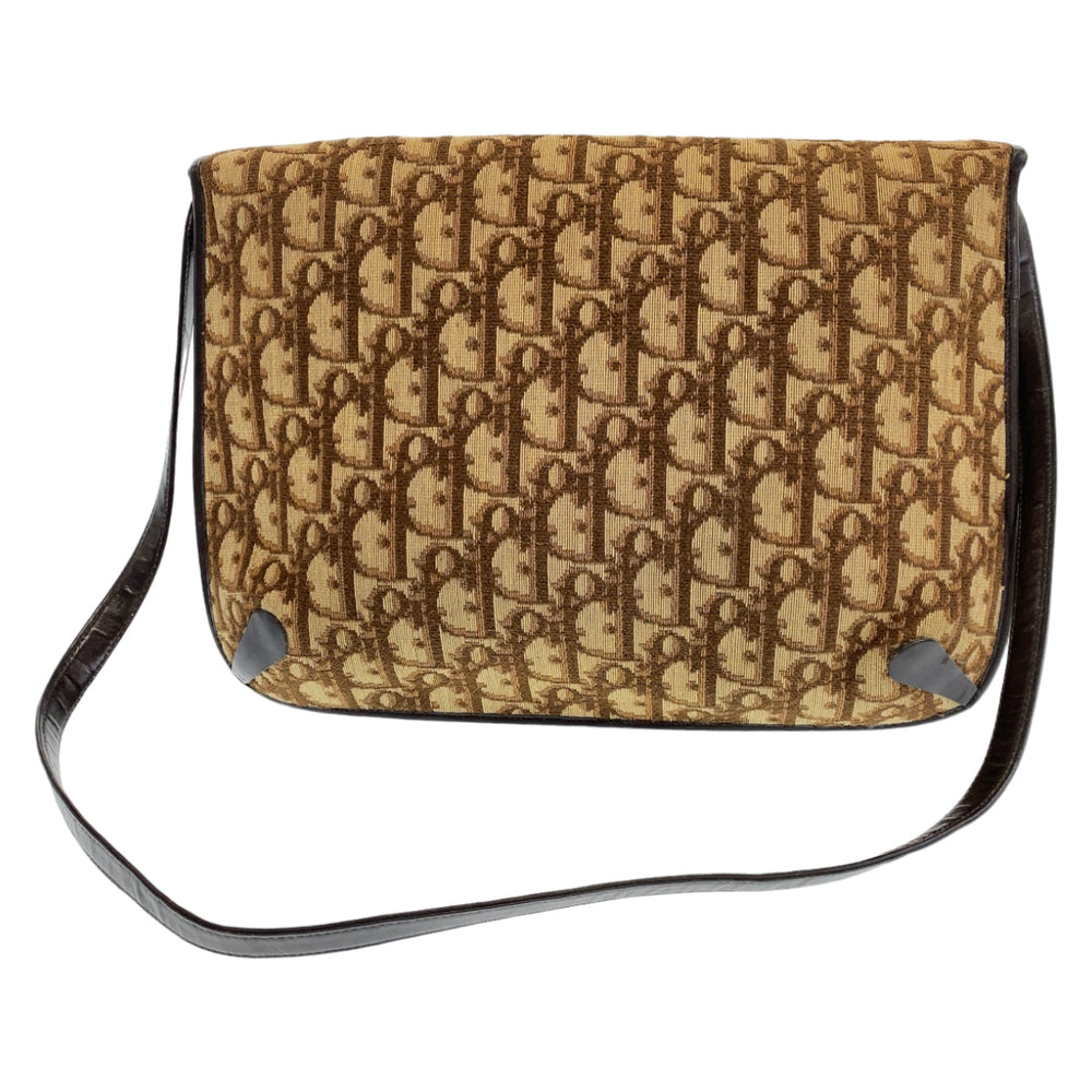 Dior Shoulder Bag Canvas, Leather Brown Gold Metal Shoulder Bag Trotter CD logo Women Used Authentic